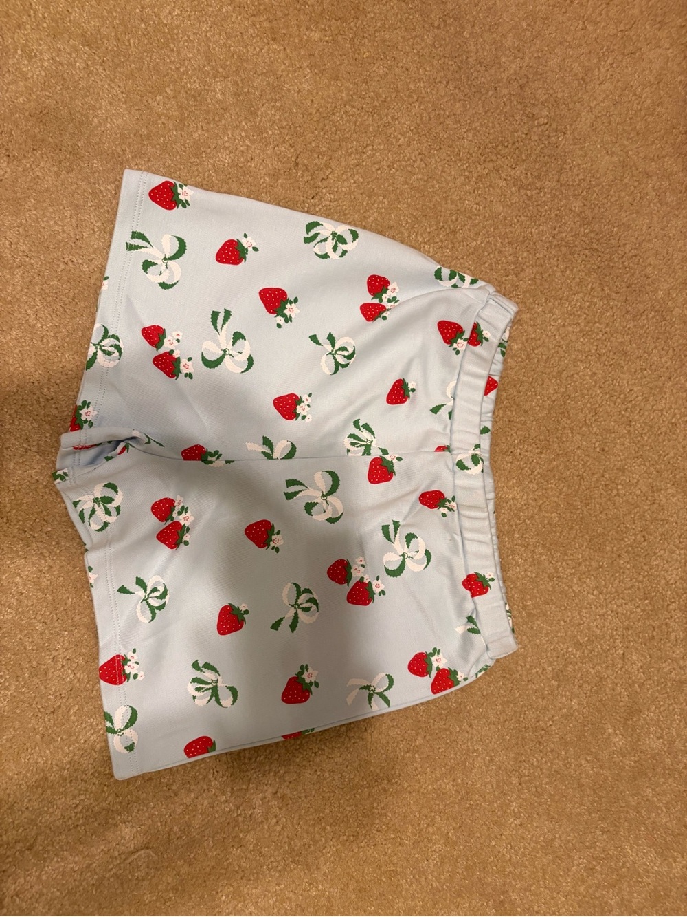 The Beaufort Bonnet Company Light Blue Strawberry Print Kids Shorts